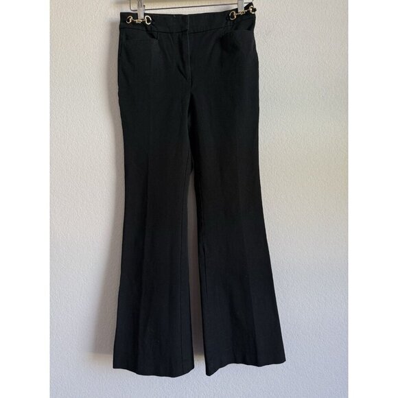 Loft Women’s Horsebit The Sutton Flare Dress Pants Black Bi-Stretch Size 4 - Picture 5 of 12